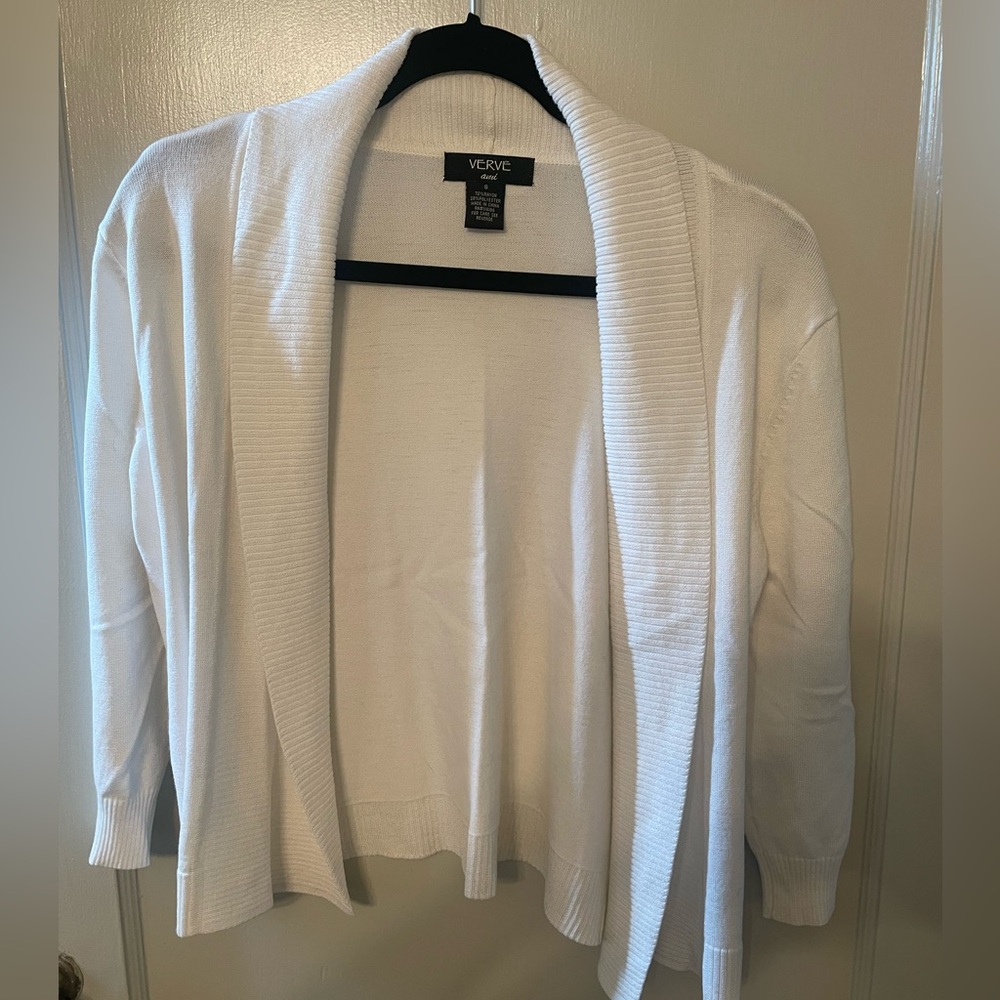 Verve Ami White Knit Cardigan Sweater